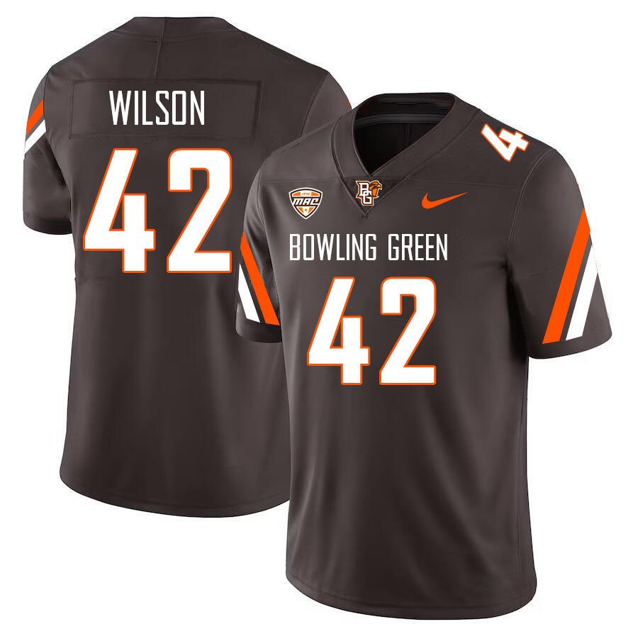 Bowling Green Falcons #42 Aiden Wilson College Football Jerseys Stitched Sale-Brown